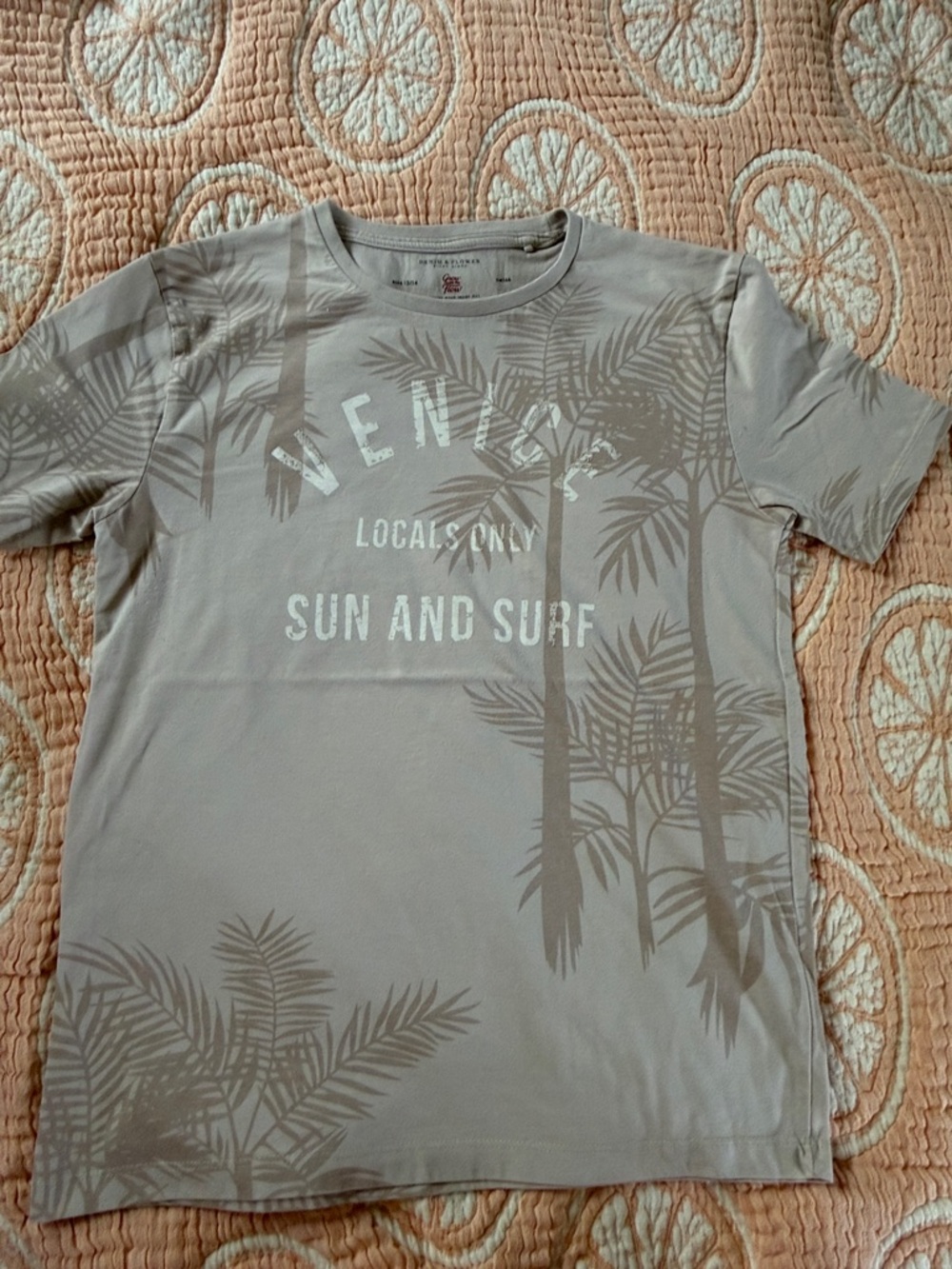 Denim & Flower Taupe Palm Graphic Short Sleeve Tee